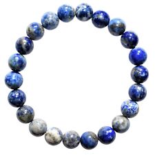 Premium CHARGED Natural Lapis Lazuli Crystal 8mm Bead Stretchy Bracelet + Heart picture
