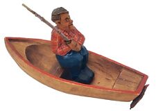 Vtg Sweden Carved Wood Sculpture Artist Carl Johan Trygg Big Catch Fisherman  picture