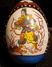 Japanese Warrior Cloisonne Ceramic Egg Hand Painted Enamel 4