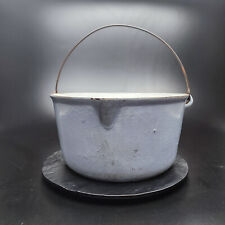 Vintage Vollrath Enameled #16 Baby Blue Cast Iron Pot with Bale-Fully Marked 🔍 picture