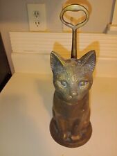 Vintage Large Solid Brass Cat Doorstop with Handle 14