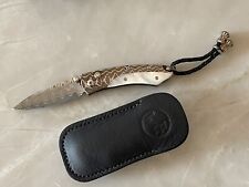 William Henry Pikatti B04-WMPW Folding Knife Damascus Mokume Pearl Topaz 500 LE picture