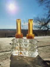 Antique Champrel Clear Glass and Amber Bakelite Double Perfume Bottle 1920-30's picture