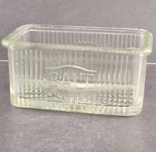 Hoosier Clear Glass Salt Box Ribbed Rectangle Vintage 6.75