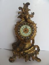 Antique Art Nouveau Ansonia Jeweled Rhinestone Cartouche Clock, Cherub Wine Cup picture