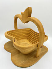 Apple folding fruit basket wooden spiral collapsible Puzzle Art hot trivet new picture