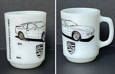 Vintage Rare Porsche 944 Sports Car Anchor Hocking Milk Glass Mug USA - Unused picture