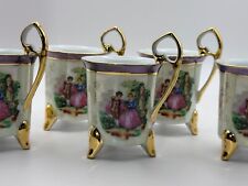5 Vintage Fine Porcelain Demitasse Cups Victorian Iridescent Ohashi Limoges picture
