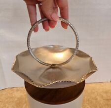 Vintage MCM ROYALTY Hammered  ALUMINUM Candy Serving Dish Scalloped Edge picture