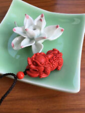 Chinese Natural Red Organic Cinnabar Dragon Necklace Pendant PiXiu Lucky Amulet picture