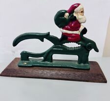Vintage Santa Claus Cast Iron Metal & Wood Christmas Holiday Nutcracker picture