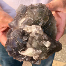 4.57lb Natural cubic Fluorite Crystal Cluster mineral sample healing picture
