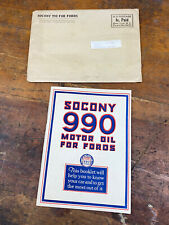 1927 SOCONY 990 Motor Oil for FORDS Booklet w/ Original Envelope MINTY Condition picture
