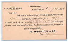 Cleveland Ohio OH Postal Card Office of E.Schneideer & Co. 1894 Antique Posted picture