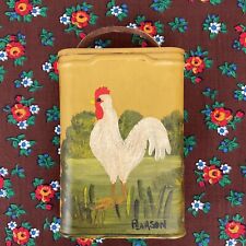 Vintage hand painted rooster Prince Albert repurposed tin can country farm decor picture
