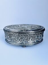 ANTIQUE J.B. JENNINGS Brothers  HIGH RELIEF SILVERPLATE LOCKING JEWELRY BOX 1920 picture