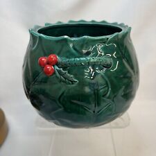 Vintage Lefton Christmas Holly Berry Covered Cookie Jar #1359 Floral Arrangement picture