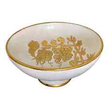 Vintage Italian Studio Footed Bowl With Hand Painted Gold Grapes Design picture