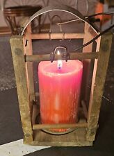 Antique Handmade Primitive Rustic Wood & Tin Lantern Barn  Candle Lantern 19th C picture