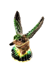 Honey Hummingbird Pewter Bejeweled Hinged Miniature Trinket Box Kingspoint picture