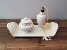 Avon Vintage Vanity Set Perfume Bottle Tray Tassel Ceramic Quilted Faux Pearl picture