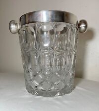 LARGE antique silverplate cut crystal glass champagne wine chiller ice bucket picture