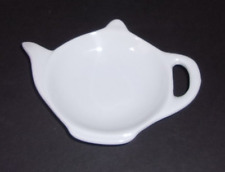 WHITE CERAMIC TEAPOT Tea Bag Holder  Teabag  **New** picture
