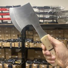 11.75”White Bone Stag Hatchet Axe Fixed Camping Axe Gift Outdoor leather Sheath picture