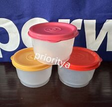 Tupperware 4oz / 120ml Snack Cup Clear Container Red Pink Yellow Seal Set 3 New picture