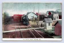 TP&W Railroad Depot EUREKA Illinois Woodford County Antique Train Station 1910s picture
