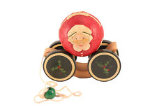 Briere Folk Art Pull Toy 1988 Mrs. Claus Ball Xmas Roly Poly Ball & Caddy Signed picture