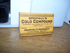 OLD HEMPHILL'S PHARMACY MEDICINE CONTAINER FROM NICHOLASVILLE,KENTUCKY-KY. picture