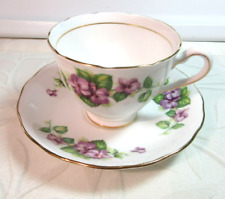 Colclough Fine Bone China *Floral Tea Cup and Saucer Set* Violets  England EXC picture