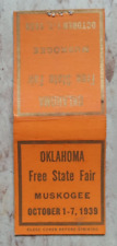 VINTAGE MATCHBOOK COVER 1939 OKLAHOMA FREE STATE FAIR MUSKOGEE picture