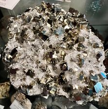 Natural Untreated Pyrite with quartz crystal cluster Bulgaria 10.3 oz / 290g picture