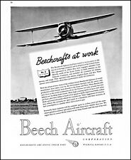 1943 Beech Aircraft Corp Biplane USA Farmland flyover vintage photo print ad L54 picture