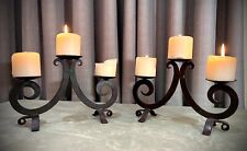 RARE FIND Pair of Amazing VINTAGE HAND MADE WROUGHT IRON CANDLE HOLDERS picture