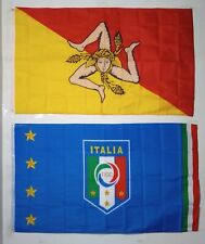 1 ITALY FEDERATION FLAG + 1 SICILIAN FLAG (3X5 FT) $35 picture