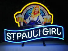 ST Pauli Girl Neon Light Sign Real Glass Beer Bar Pub Wall Decor 19x15 picture
