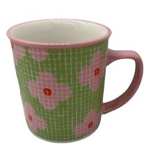 Starbucks BARISTA Coffee Mug Mosaic Tile Green Pink Flower Cup 2004 picture