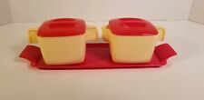 VINTAGE FEDERAL TOOL CORP RED WHITE CREAMER SUGAR PLASTIC SET  picture