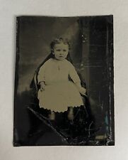 Antique Victorian Old Tintype Photo Cute Little Girl Child Tin Type picture