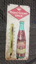 Original Vintage Royal Crown Cola Sign Metal Thermometer  Embossed 13.5