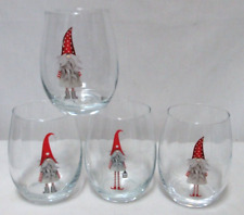 Christmas Gnomes Stemless 20 ounce Glass Set of 4 variety Holidays NEW picture
