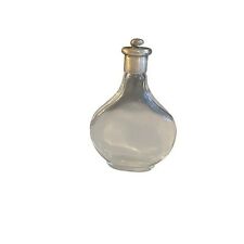Antique Perfume Bottle Glass Silver Plate Twist Off Cap Lid Victorian Vanity picture