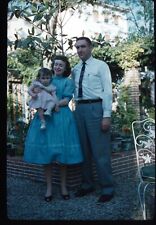 1960 Young Parents with Toddler in Garden 60s Vintage 35mm Kodachrome Slide picture