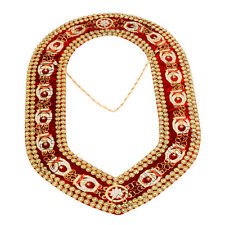 Masonic Regalia Shrine Golden Metal Rhinestones Jewels Chain Collar Red Backing picture
