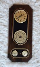 Vintage Wood Wall Barometer Thermometer Clock picture