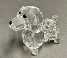 Clear Faceted Cut Glass Crystal Poodle Figurine Black Eyes & Nose  4