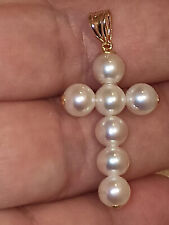 Fine Jewelry Pearl SOLID Gold CROSS Jewelry Natural South Sea Japanese Pearls picture
